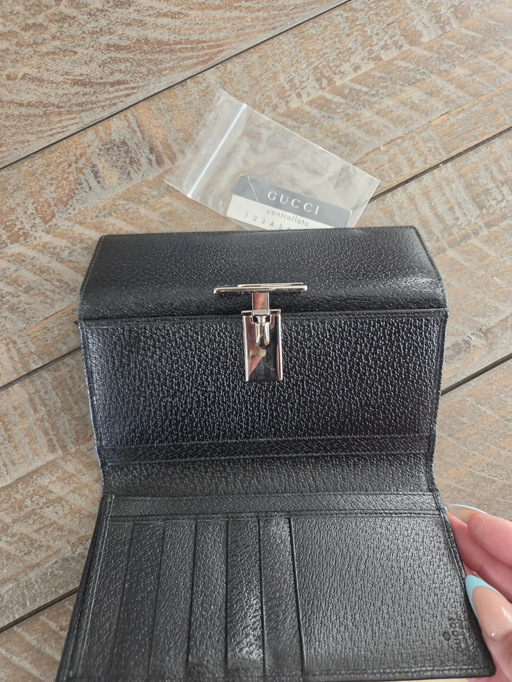 Vintage Gucci by Tom Ford Era Black leather long wallet